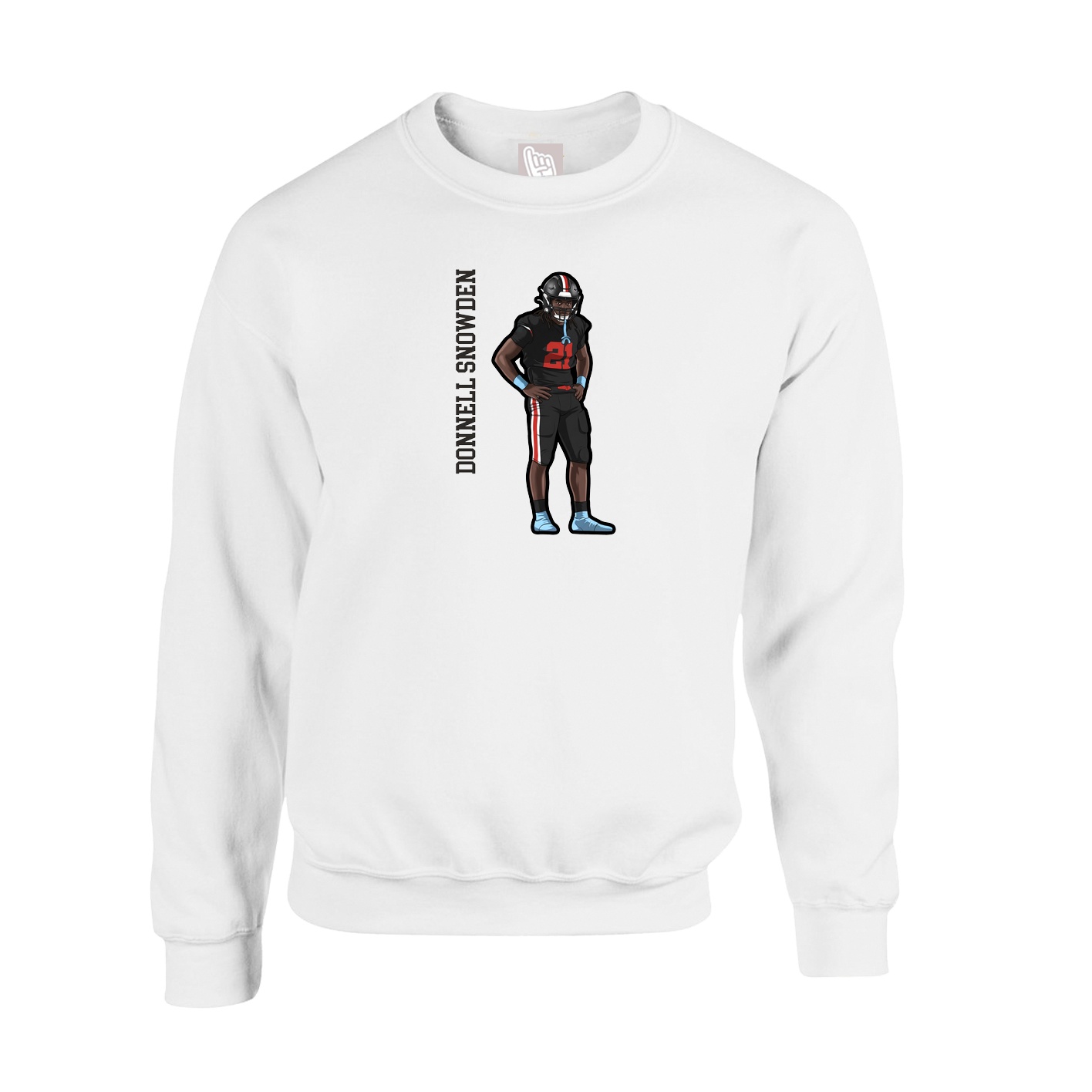 Fleece Crew — Name Vertical in White