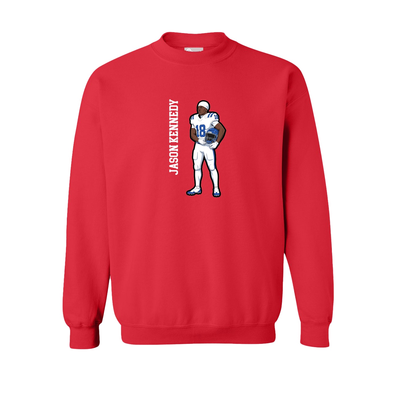 Fleece Crew — Name Vertical in Red