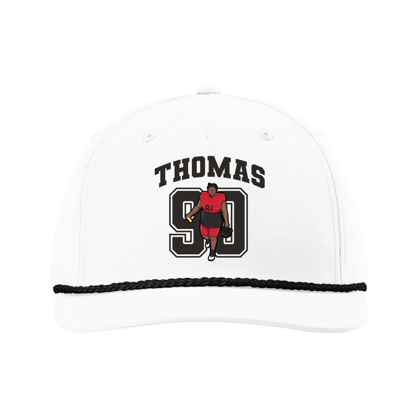 Five-Panel Classic Rope Cap — Number in White