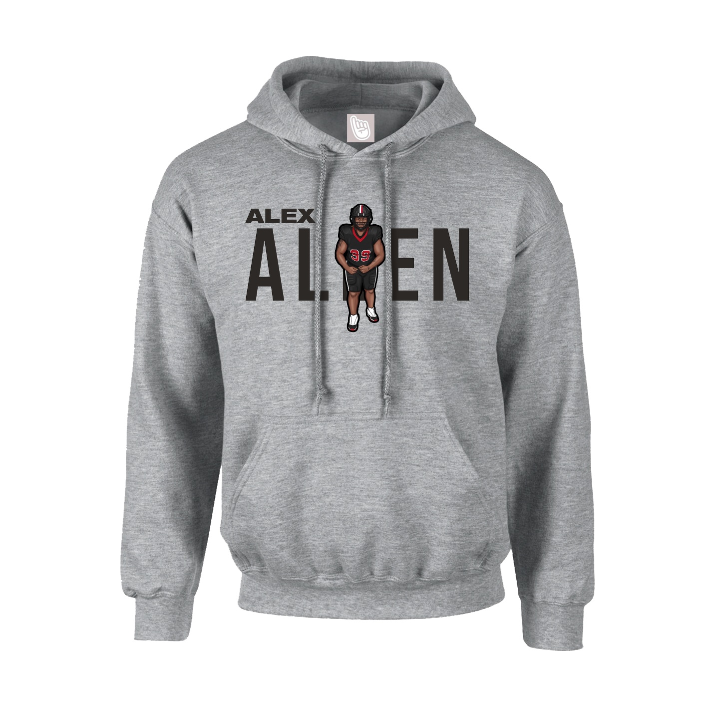 Youth Hoodie — Player Name in Grey