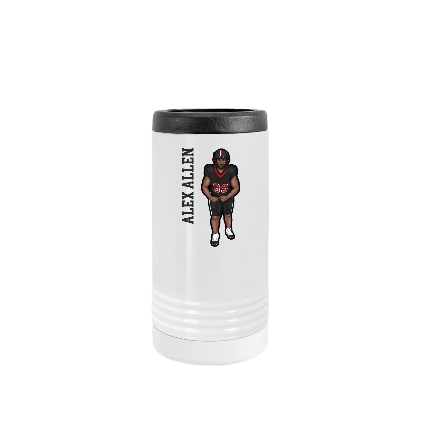 Slim Beverage Holder — Name Vertical in White