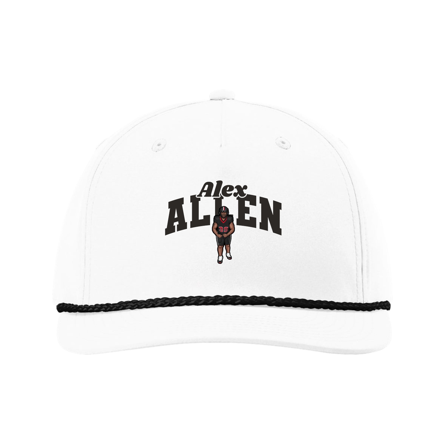 Five-Panel Classic Rope Cap — Signature Arch in White
