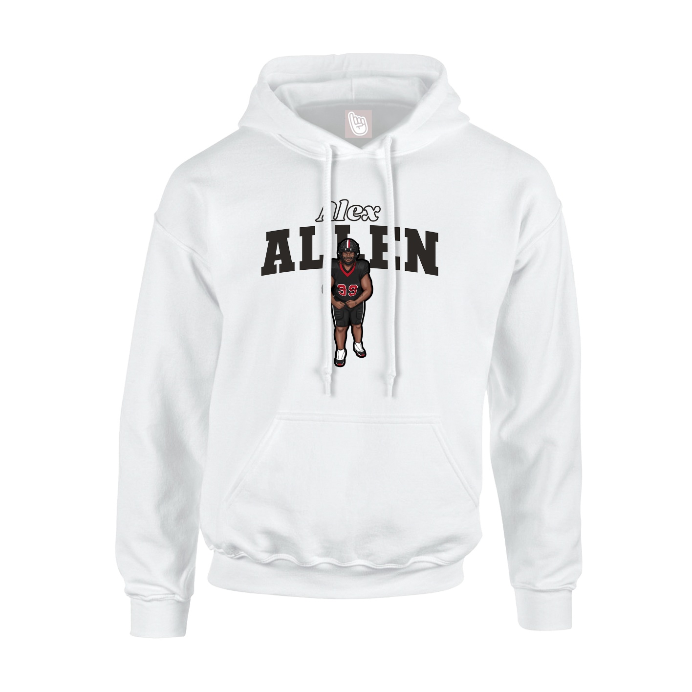 Youth Hoodie — Name Arch in White