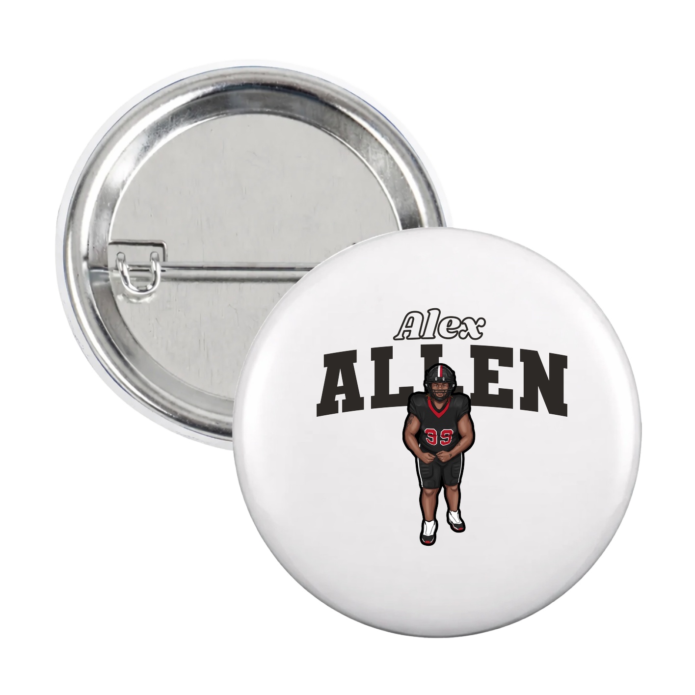 Game Day Button — Name Arch in White