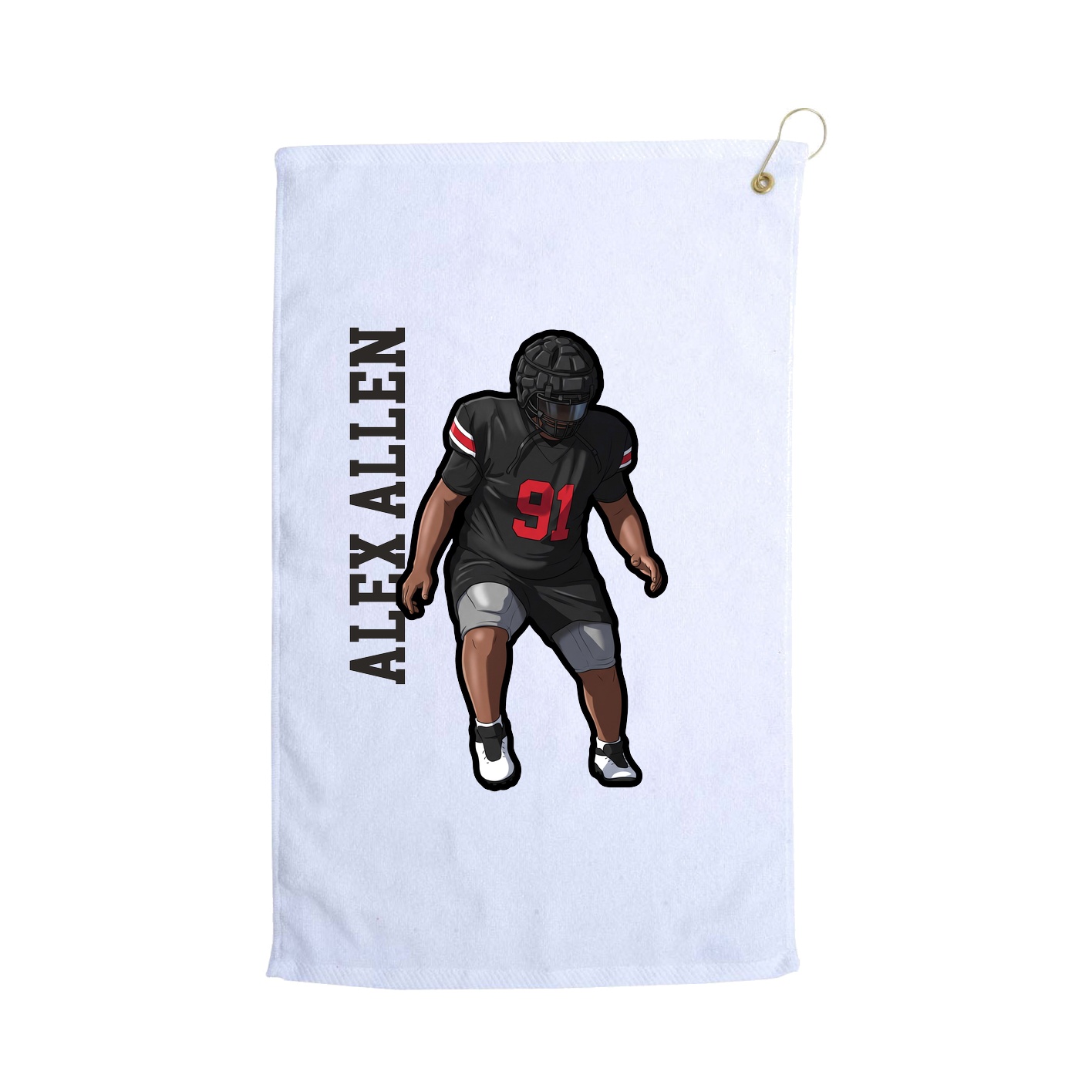 Golf Towel — Name Vertical in White