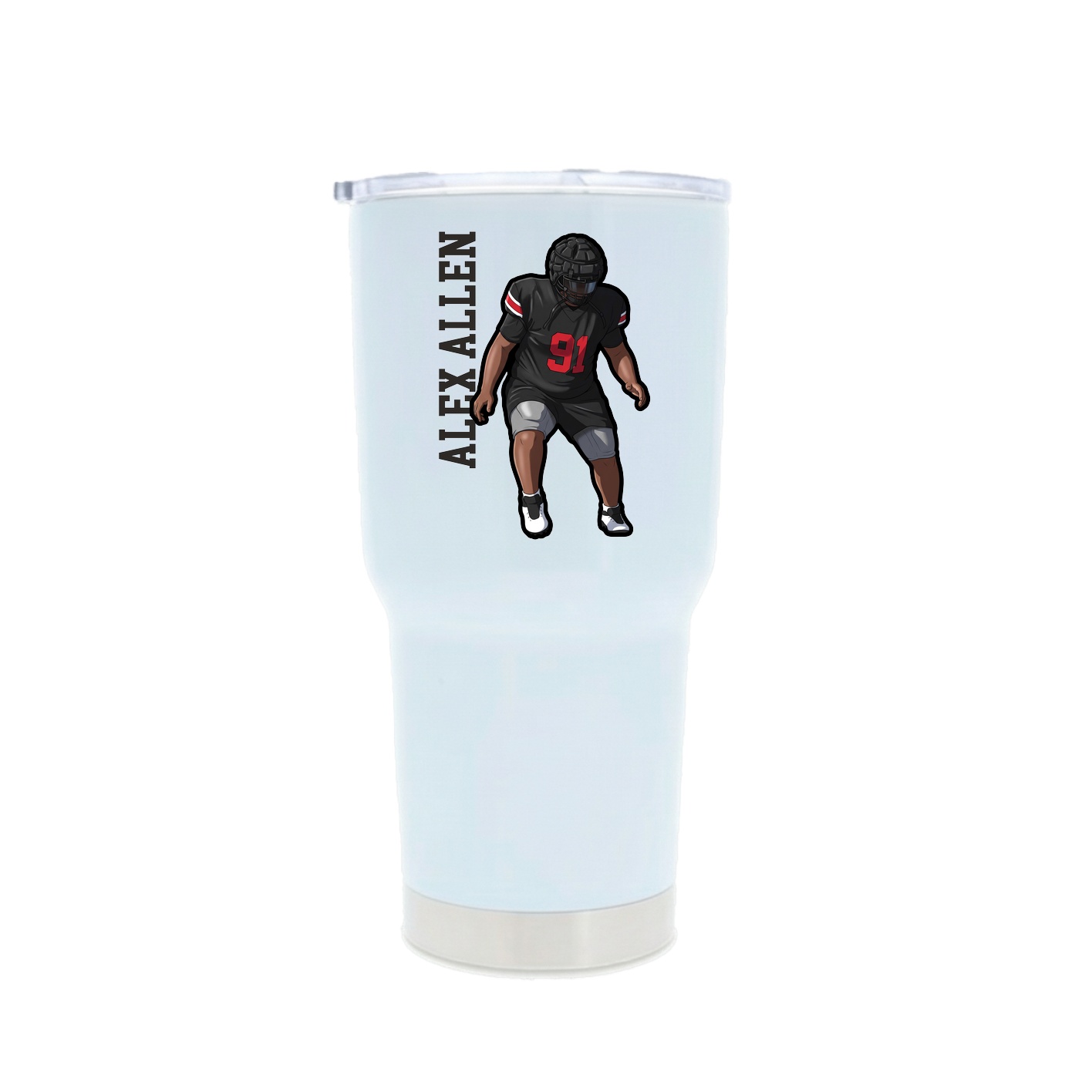 30oz Stainless Steel Tumbler — Name Vertical in White