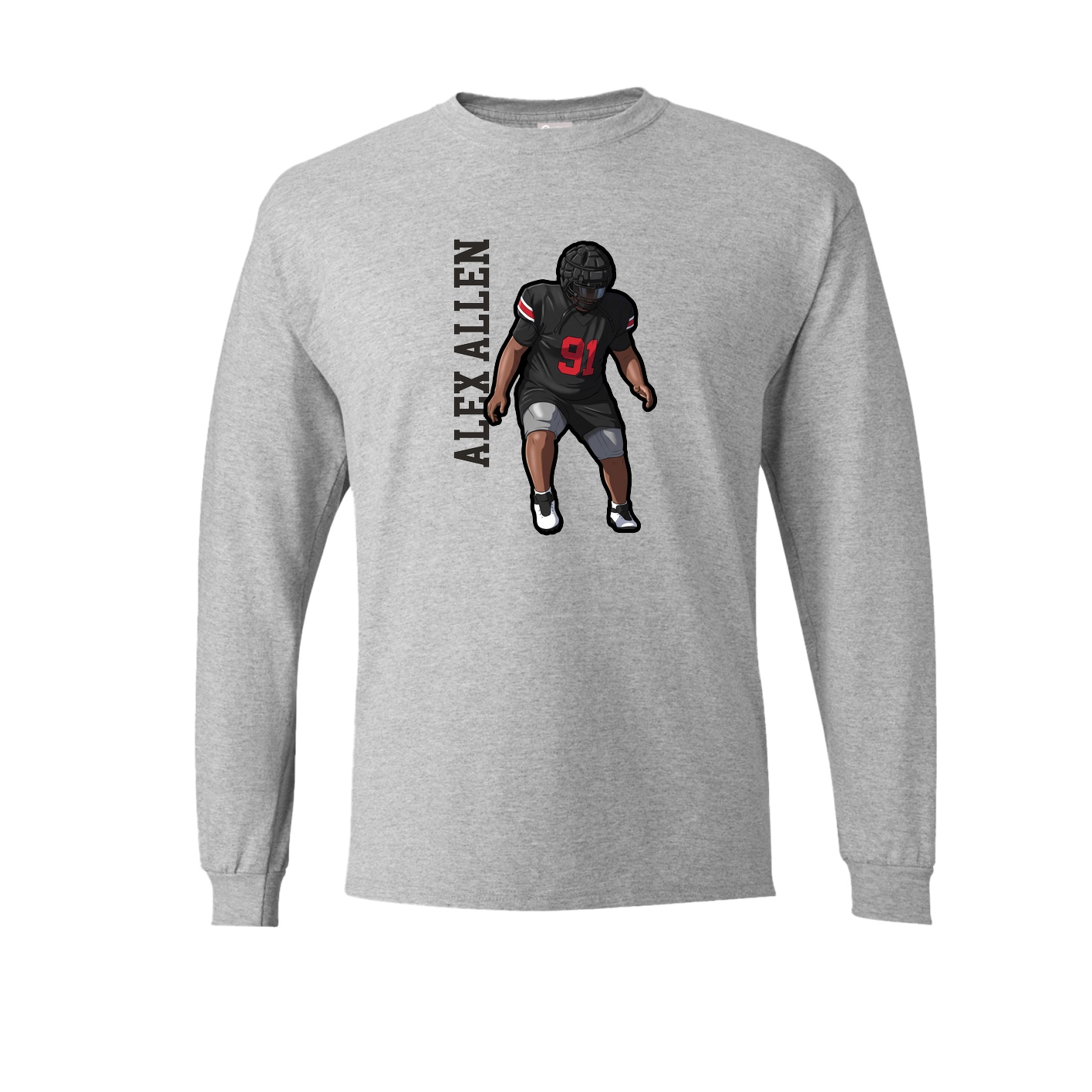Long Sleeve Tee — Name Vertical in Grey