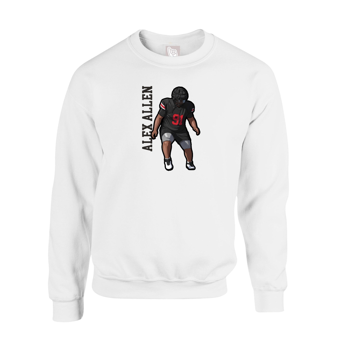 Fleece Crew — Name Vertical in White