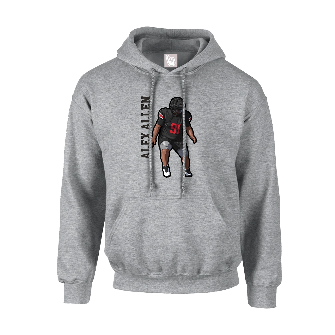 Youth Hoodie — Name Vertical in Grey