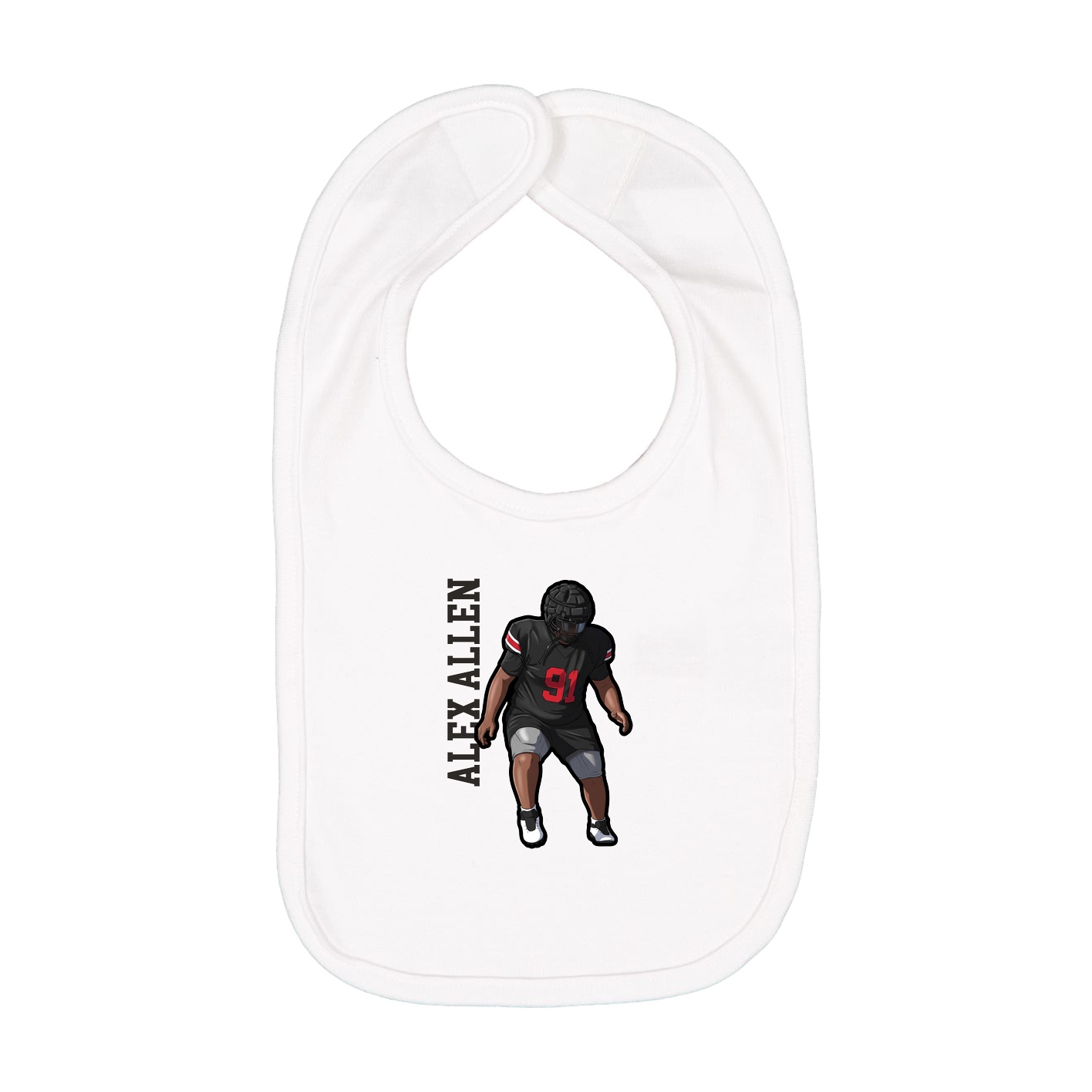 Infant Bib — Name Vertical in White