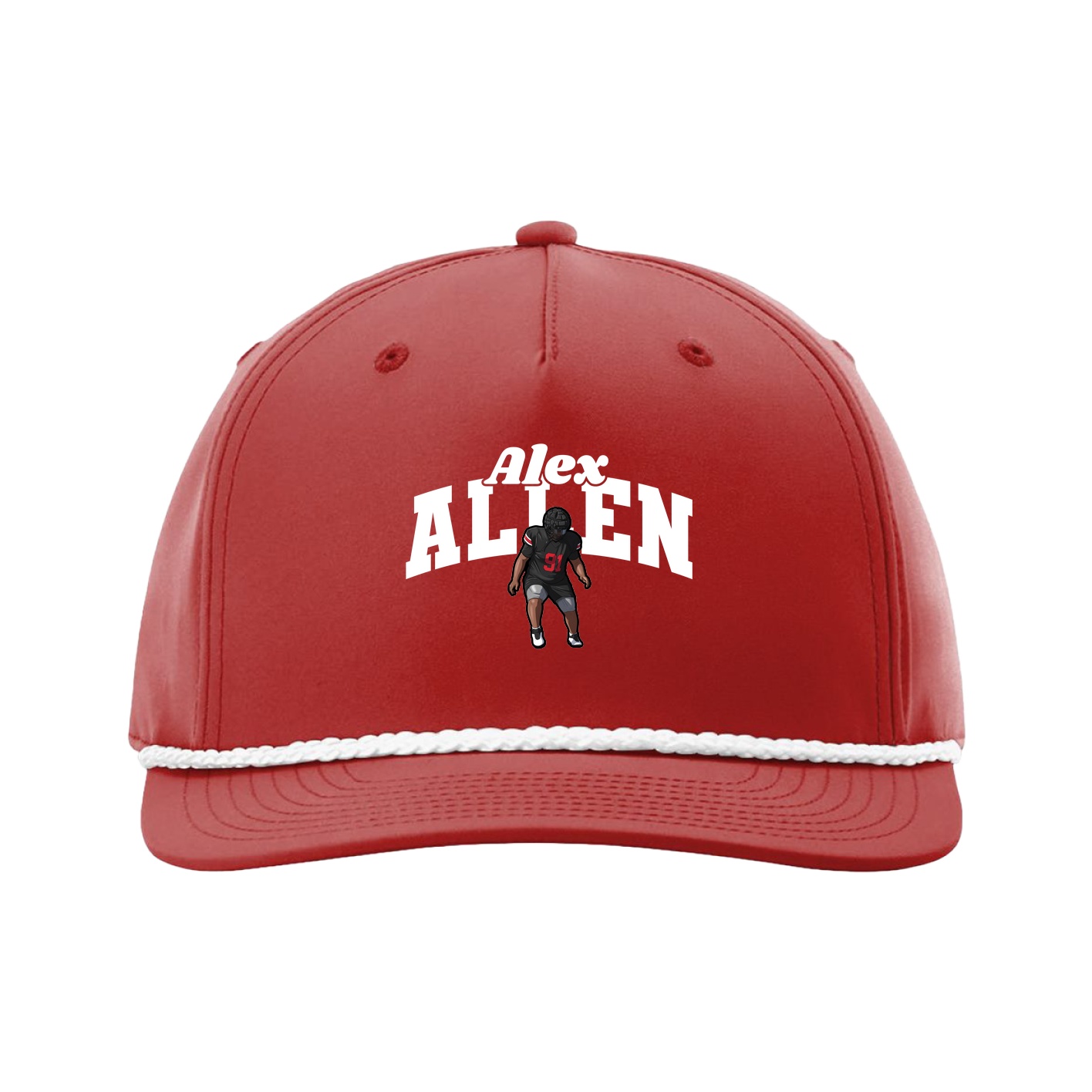 Five-Panel Classic Rope Cap — Signature Arch in Red