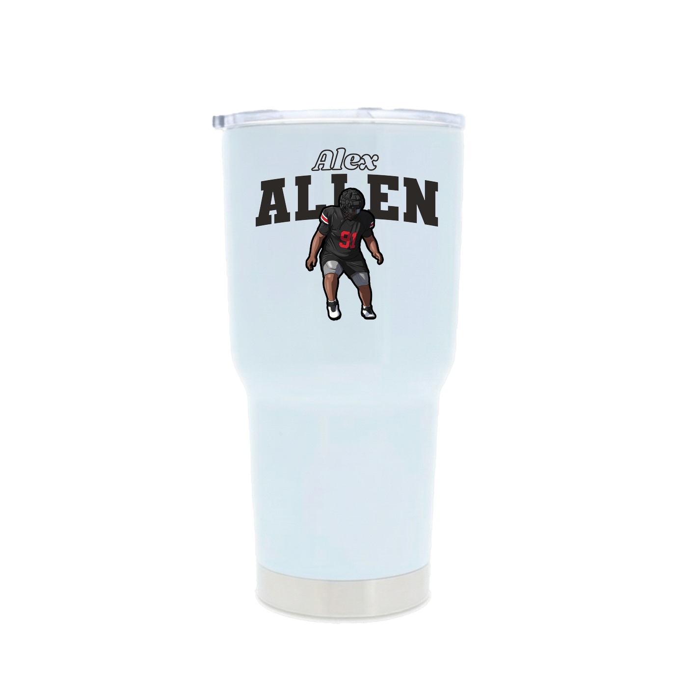 30oz Stainless Steel Tumbler — Name Arch in White