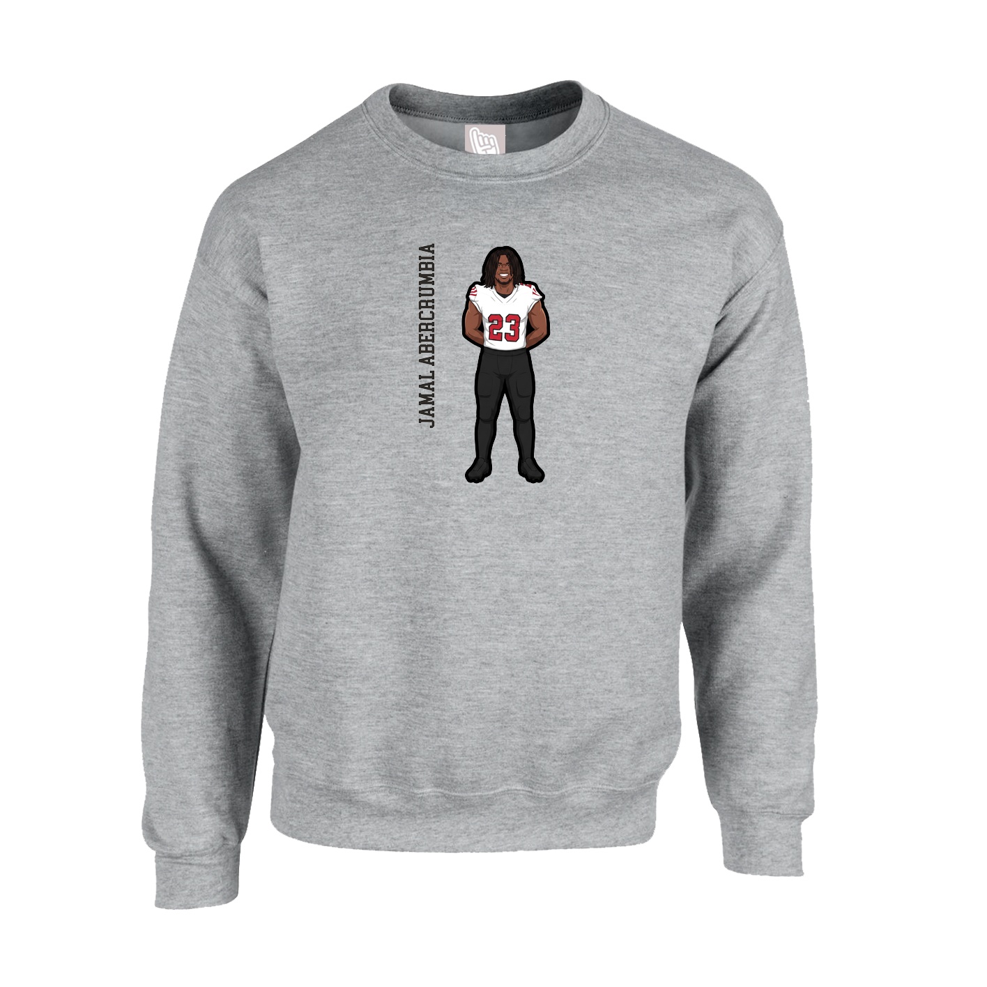 Fleece Crew — Name Vertical in Grey