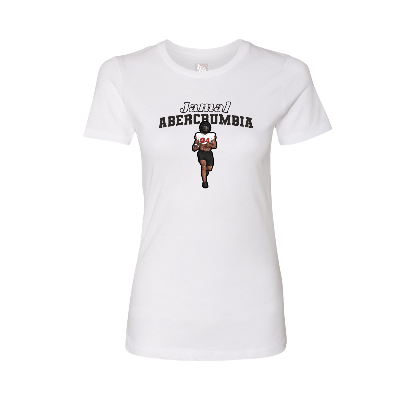 Fitted Women's Tee — Name Arch in White