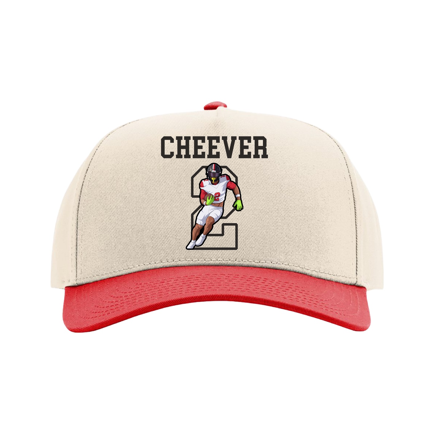 Full Fabric Five-Panel Champ Cap — Shirsey in Cream/Red