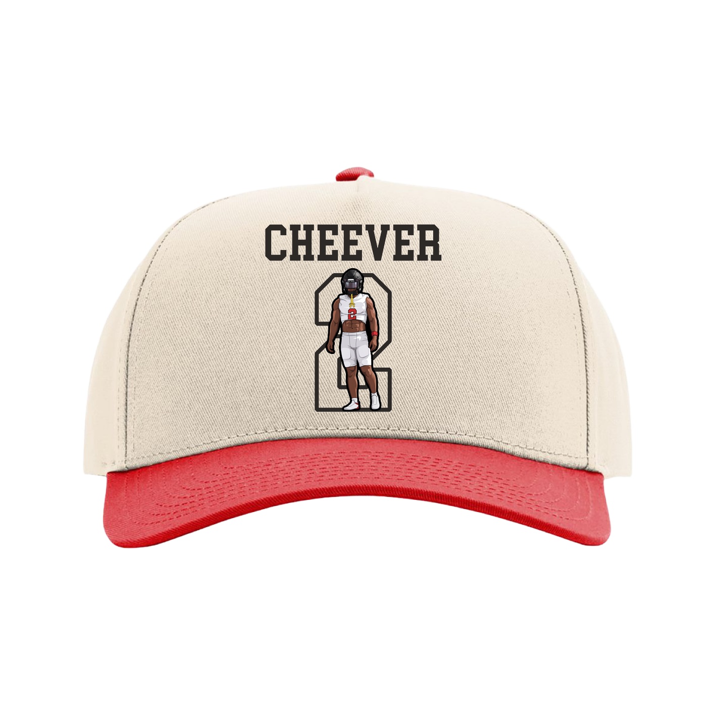 Full Fabric Five-Panel Champ Cap — Shirsey in Cream/Red