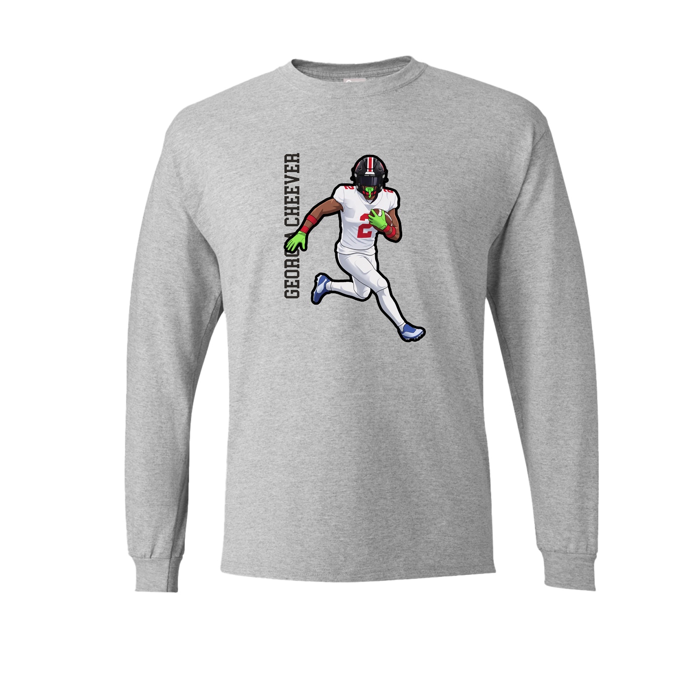 Long Sleeve Tee — Name Vertical in Grey