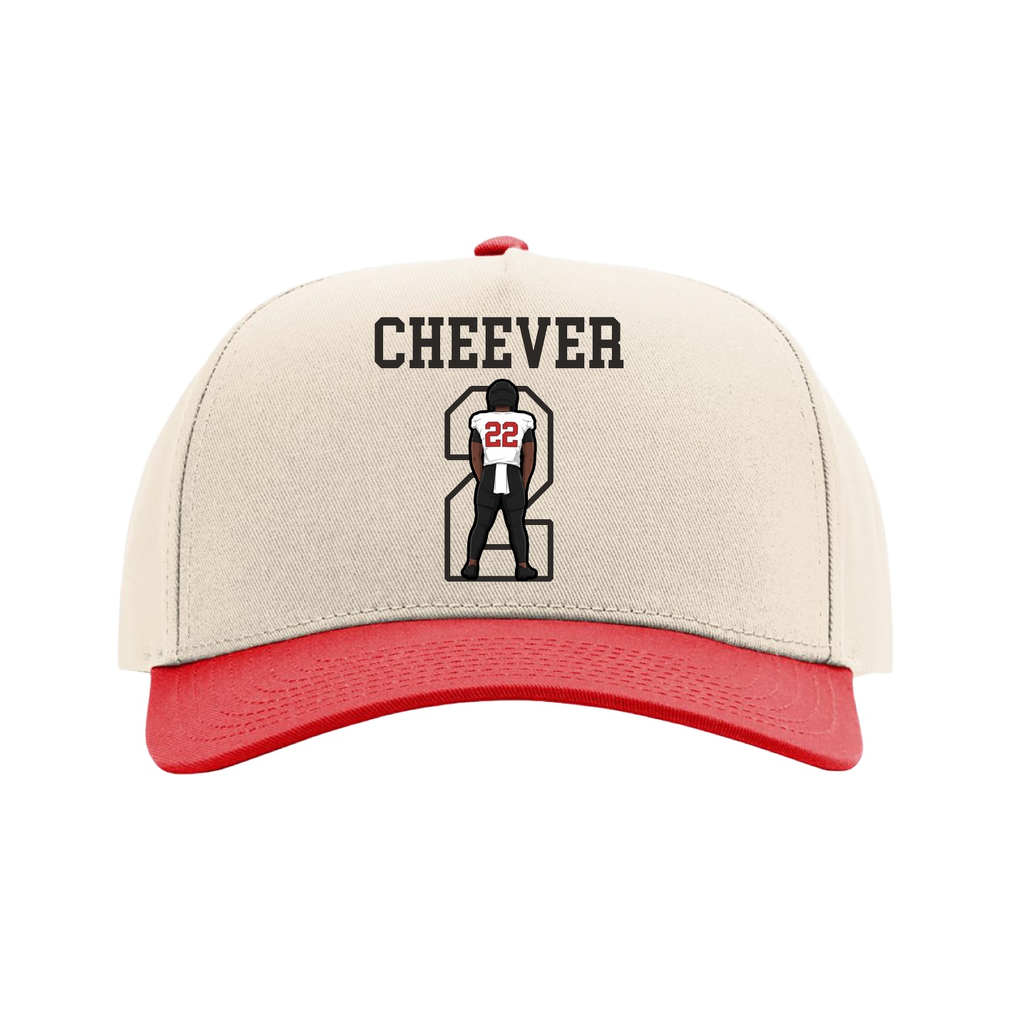 Full Fabric Five-Panel Champ Cap — Shirsey in Cream/Red