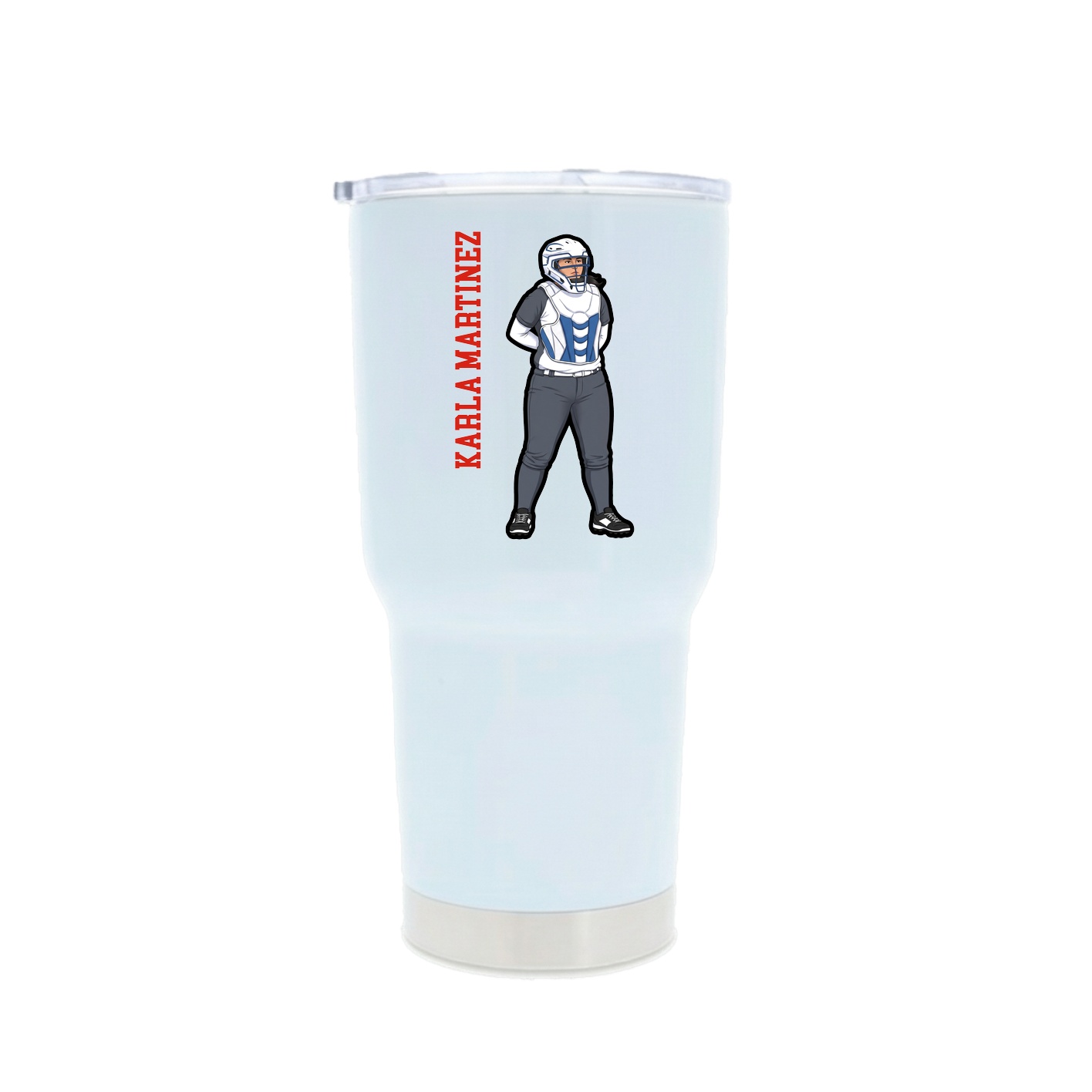 30oz Stainless Steel Tumbler — Name Vertical in White