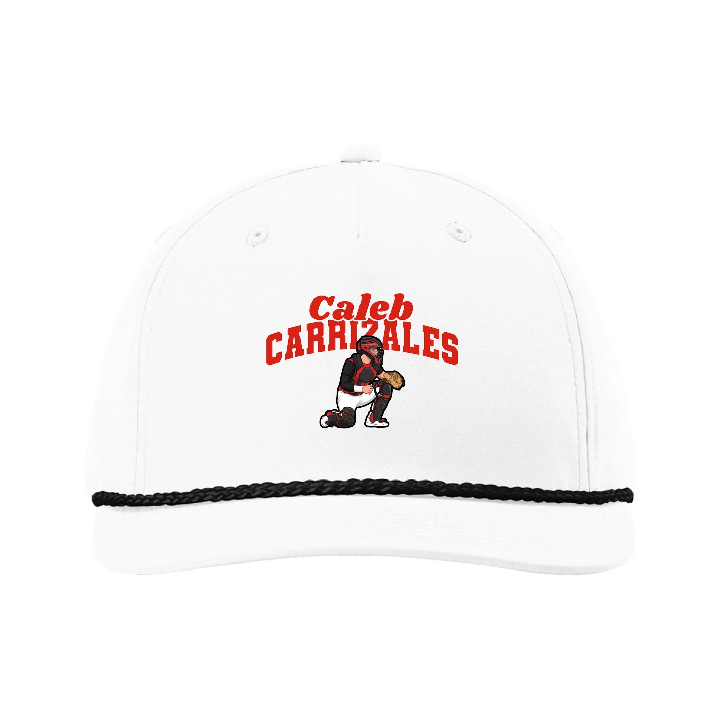 Five-Panel Classic Rope Cap — Signature Arch in White