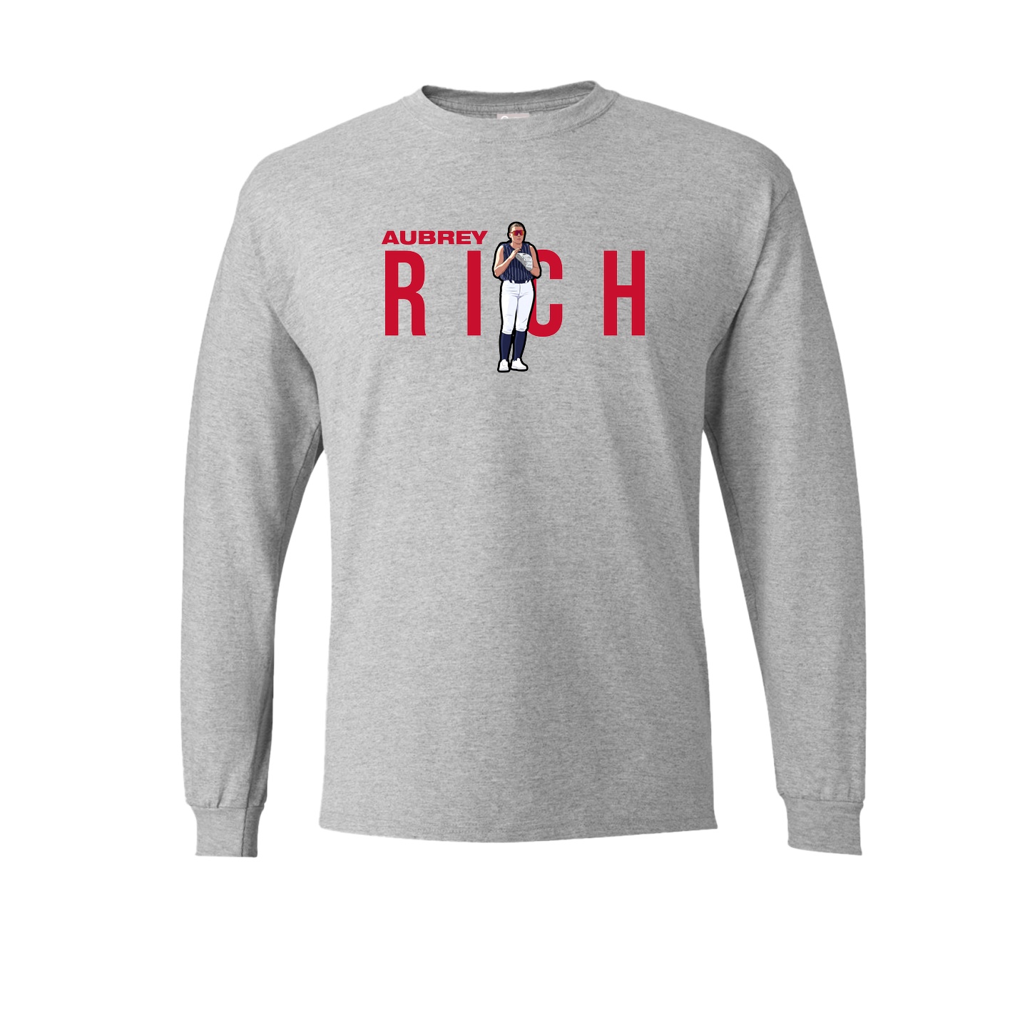 Long Sleeve Tee — Player Name in Grey