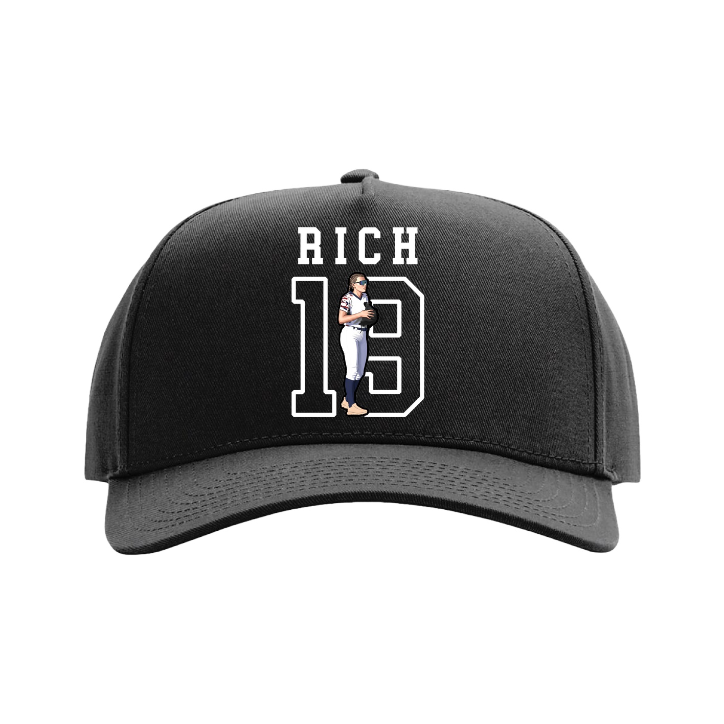 Full Fabric Five-Panel Champ Cap — Shirsey in Black