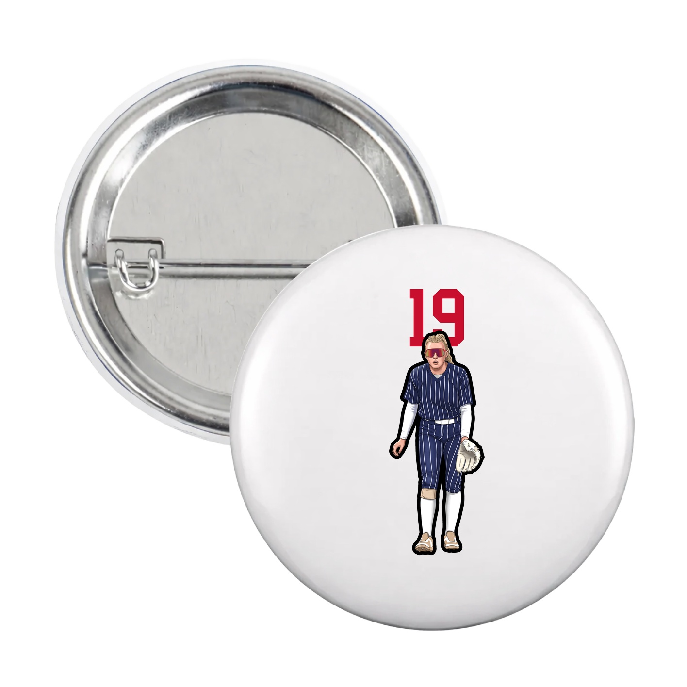 Game Day Button — Number Top in White