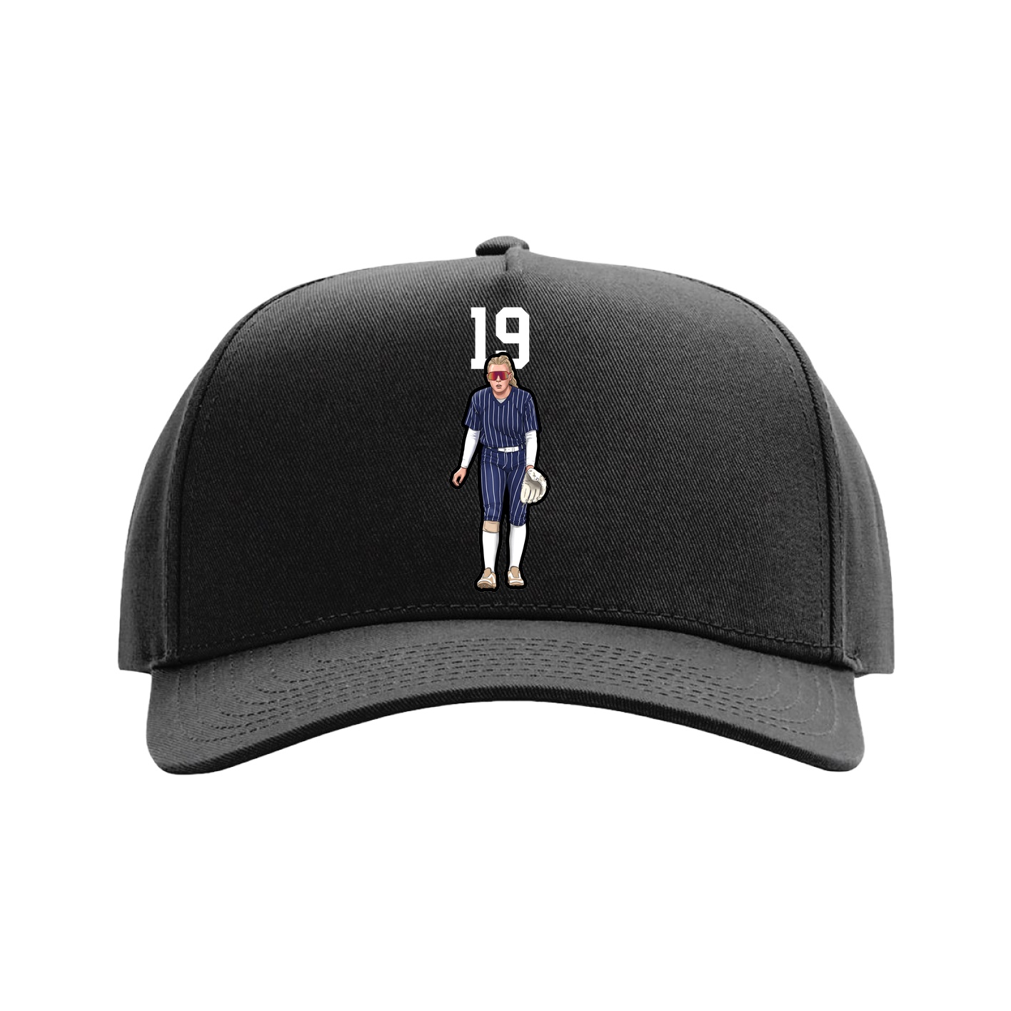 Full Fabric Five-Panel Champ Cap — Number Top in Black