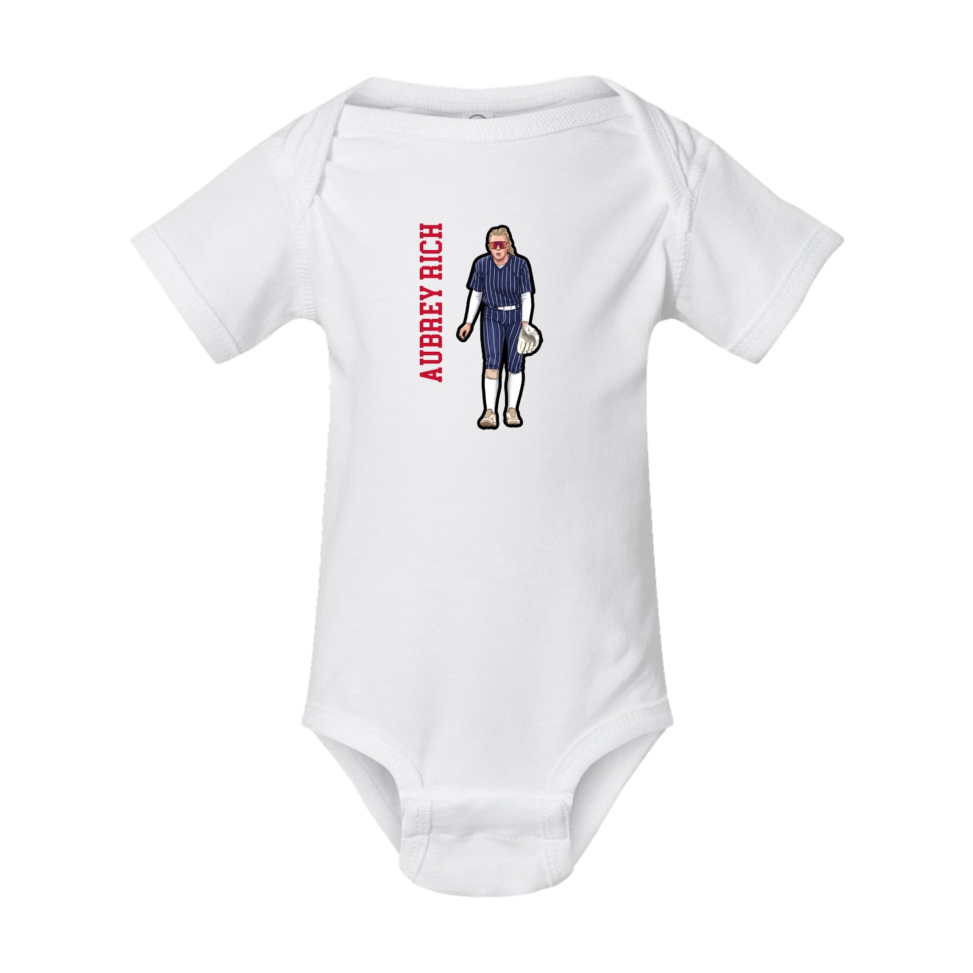 Baby Onesie — Name Vertical in White