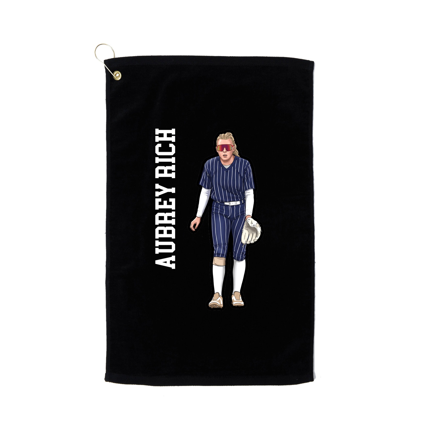 Golf Towel — Name Vertical in Black