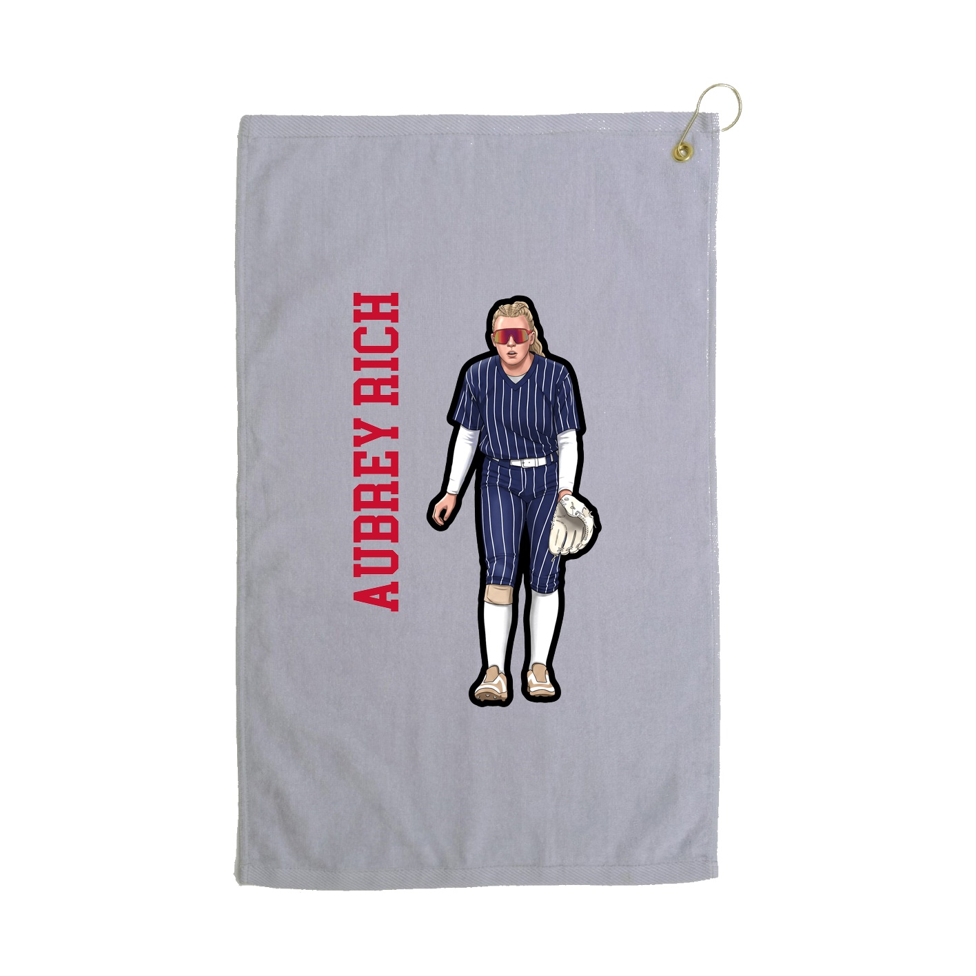 Golf Towel — Name Vertical in Grey