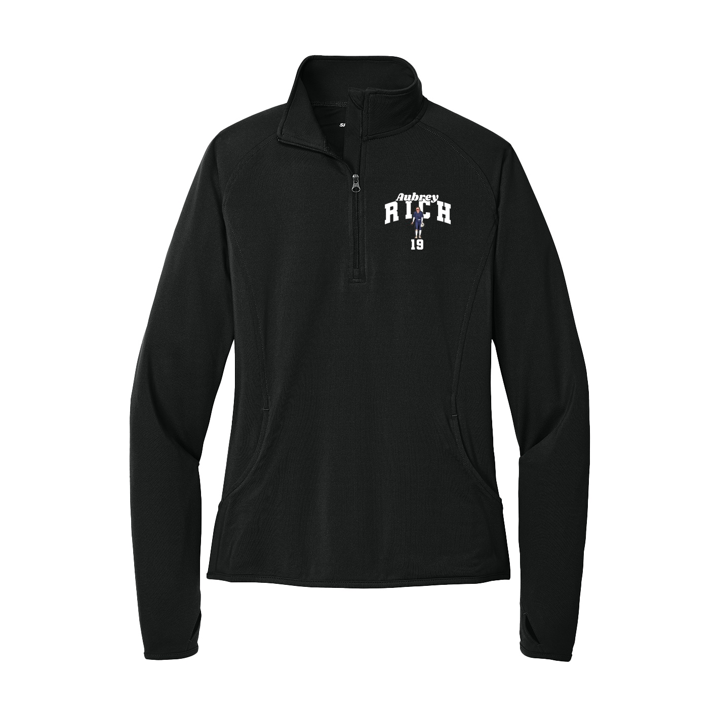 Women's Q-Zip Pullover — Signature Arch in Black