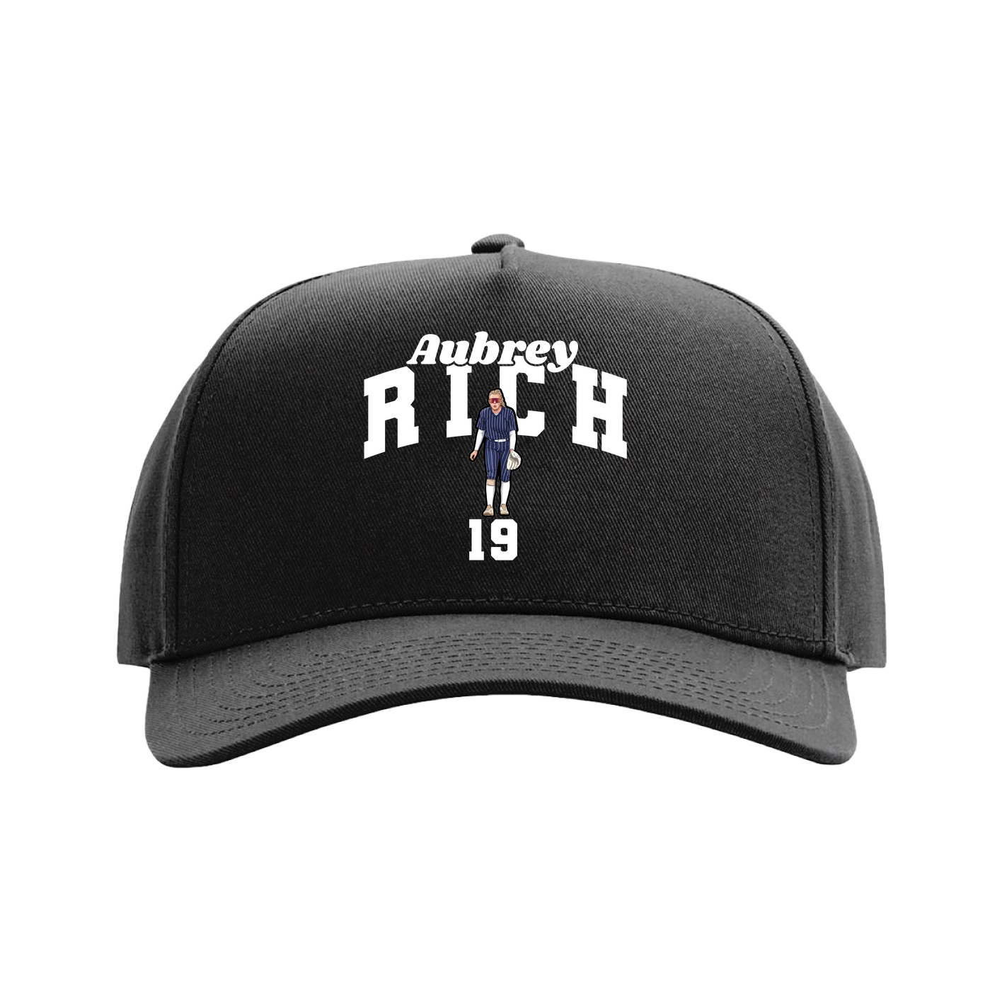 Full Fabric Five-Panel Champ Cap — Signature Arch in Black