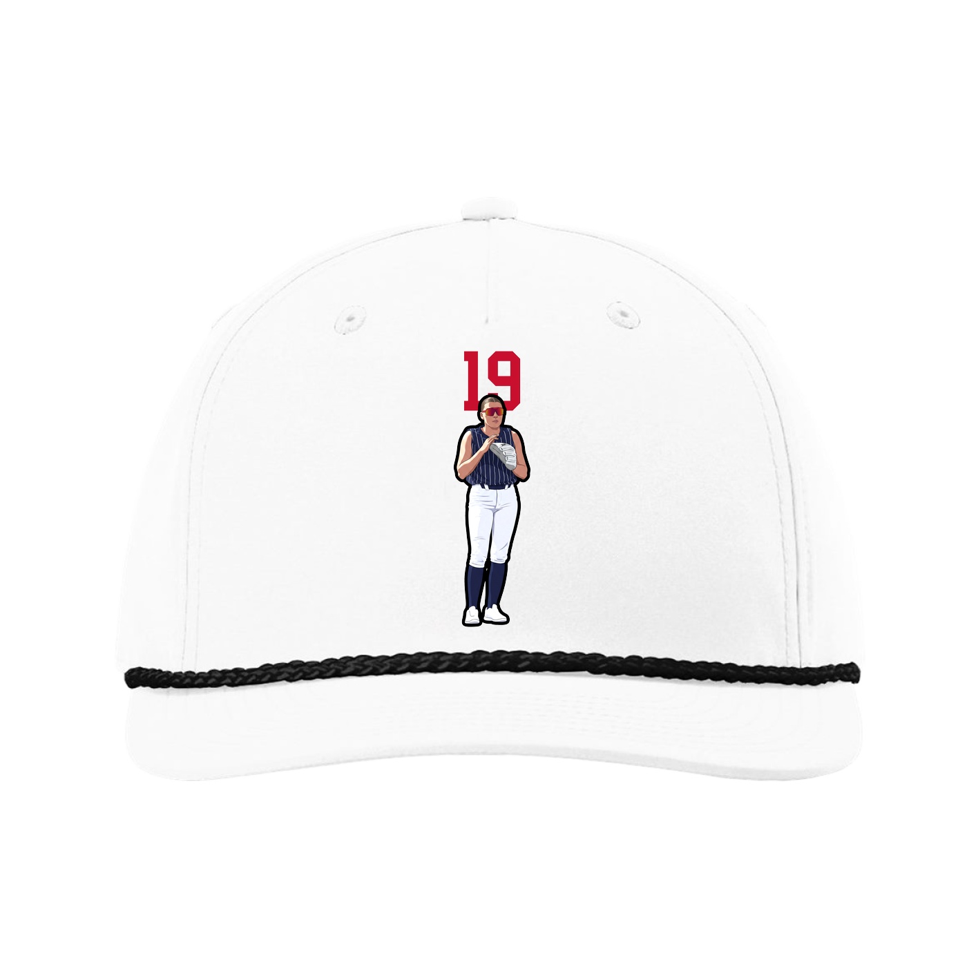 Five-Panel Classic Rope Cap — Number Top in White