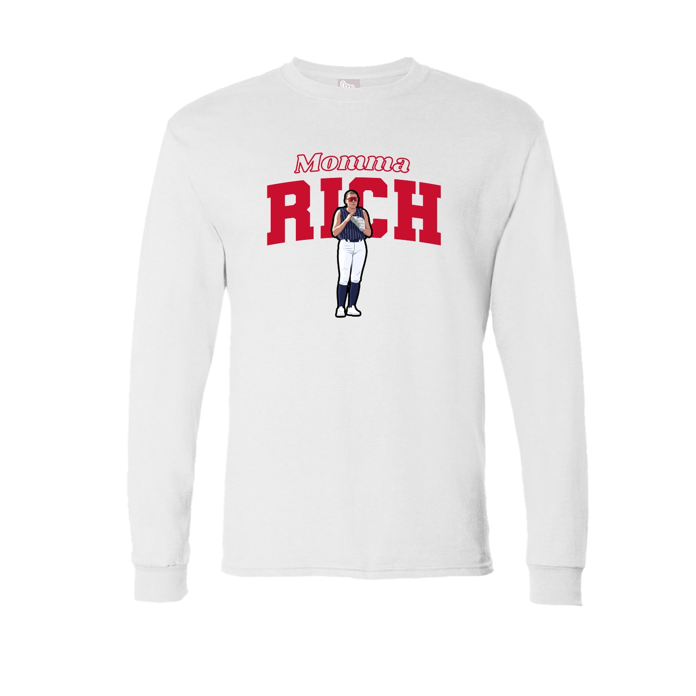 Long Sleeve Tee — Mothers Day Block in White