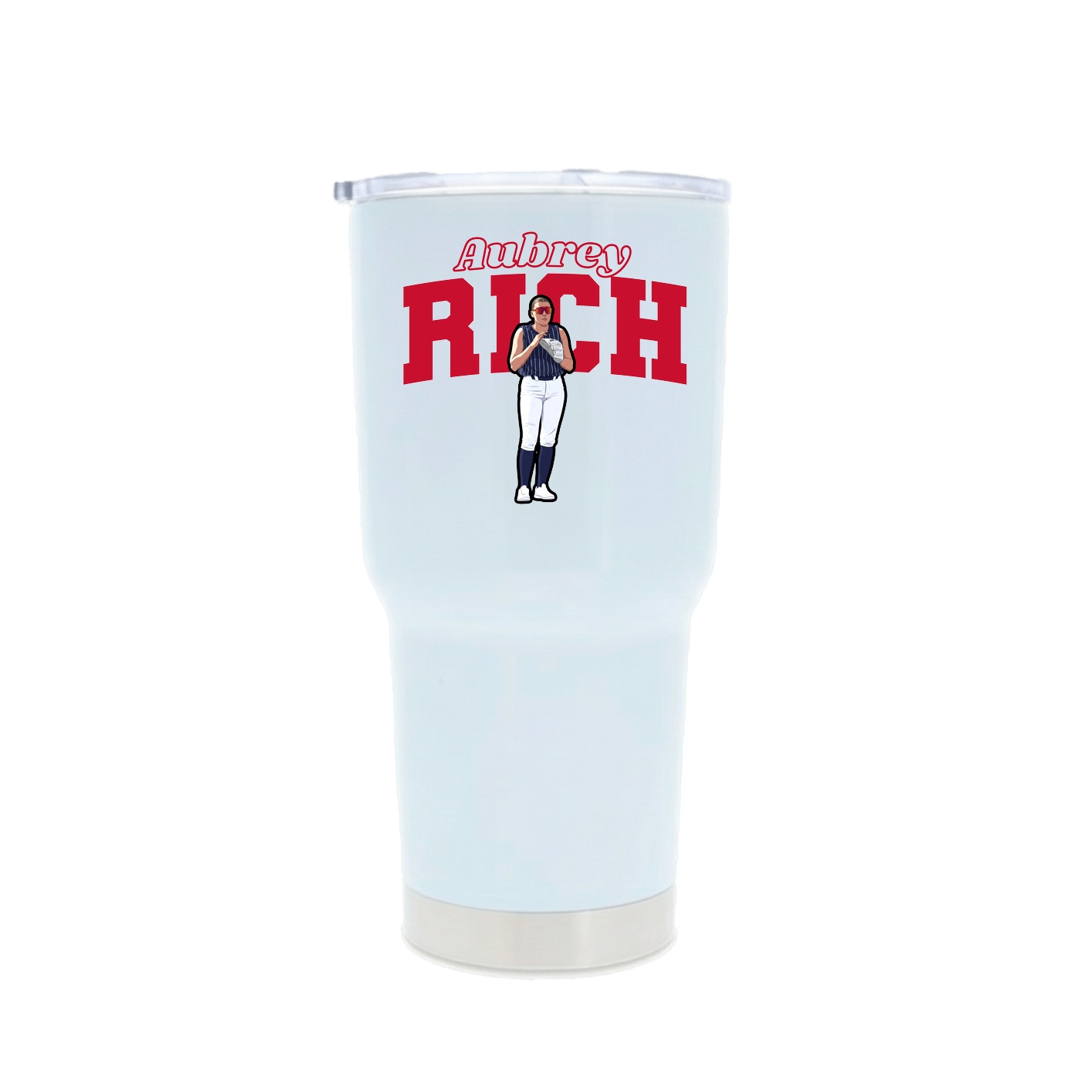 30oz Stainless Steel Tumbler — Name Arch in White