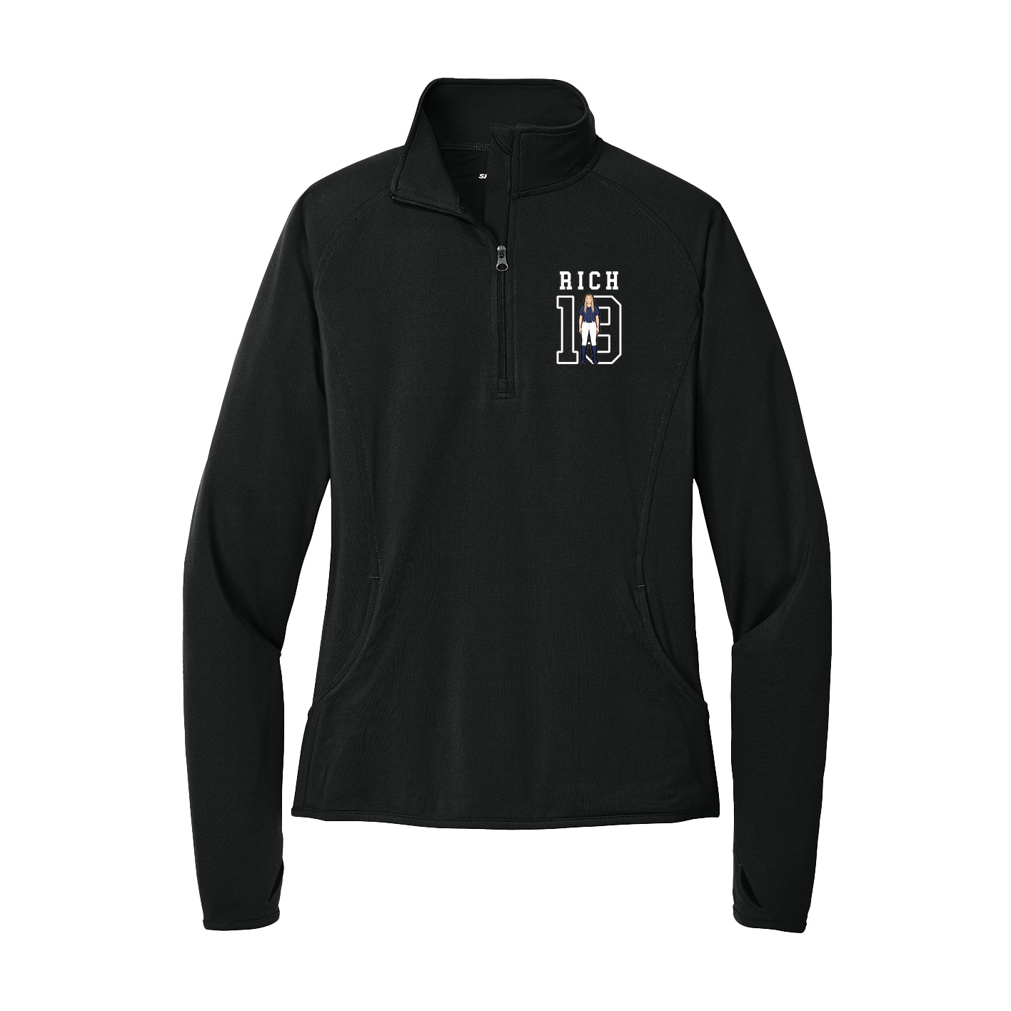 Women's Q-Zip Pullover — Shirsey in Black