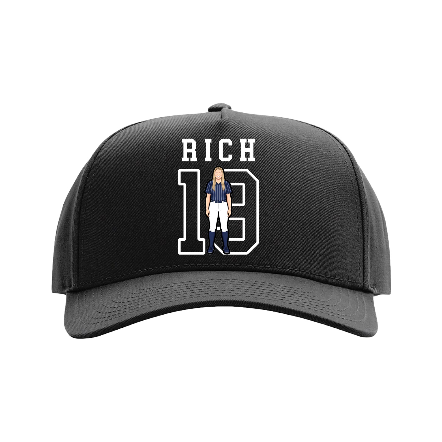 Full Fabric Five-Panel Champ Cap — Shirsey in Black