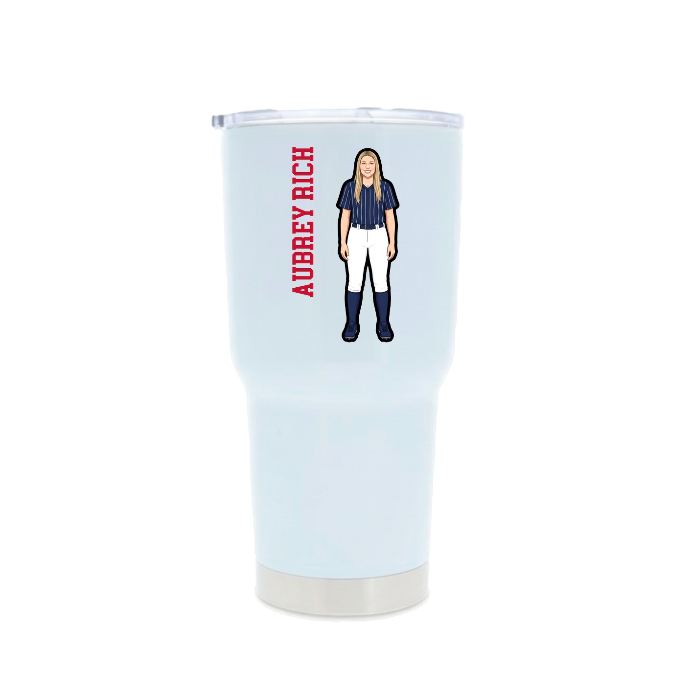 30oz Stainless Steel Tumbler — Name Vertical in White