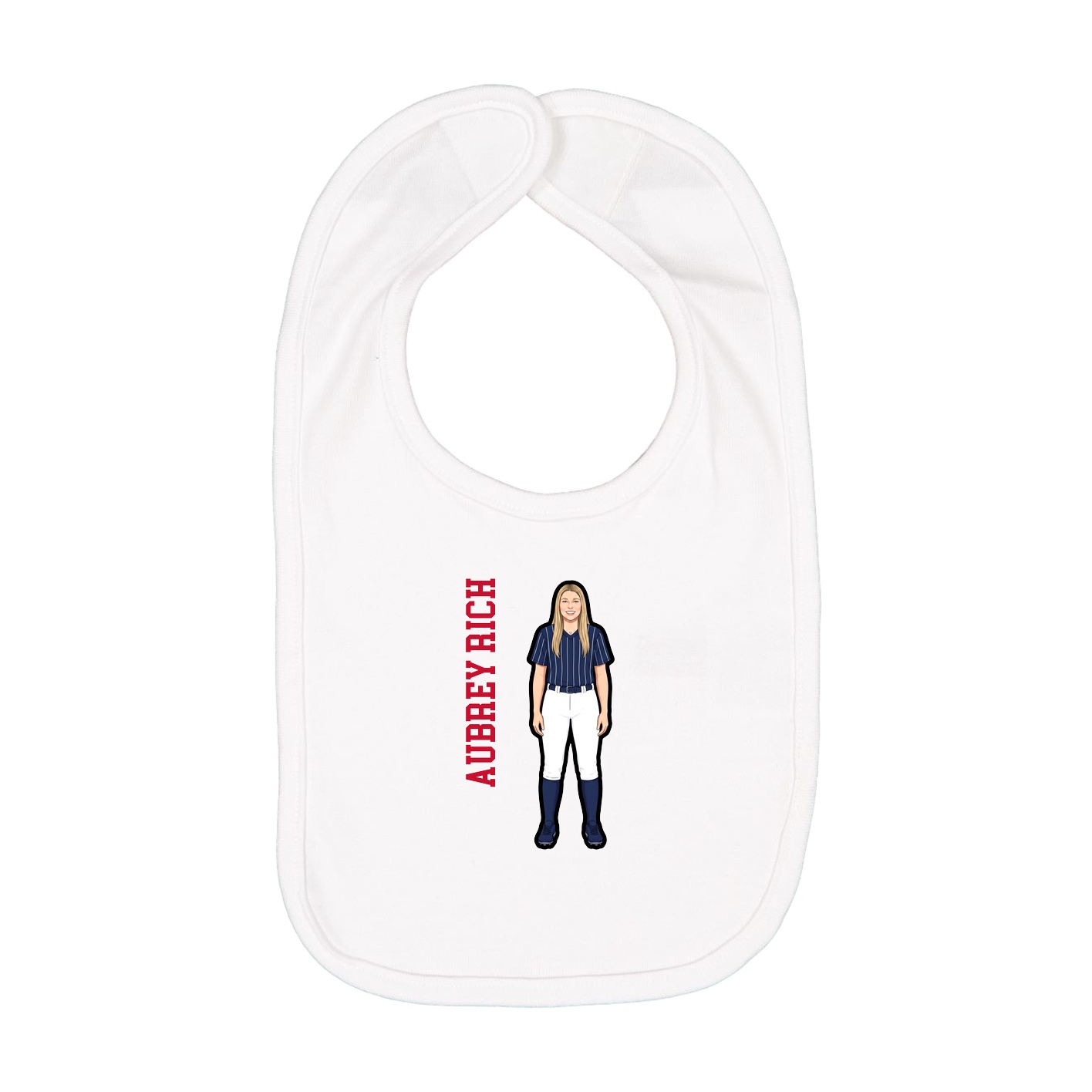 Infant Bib — Name Vertical in White