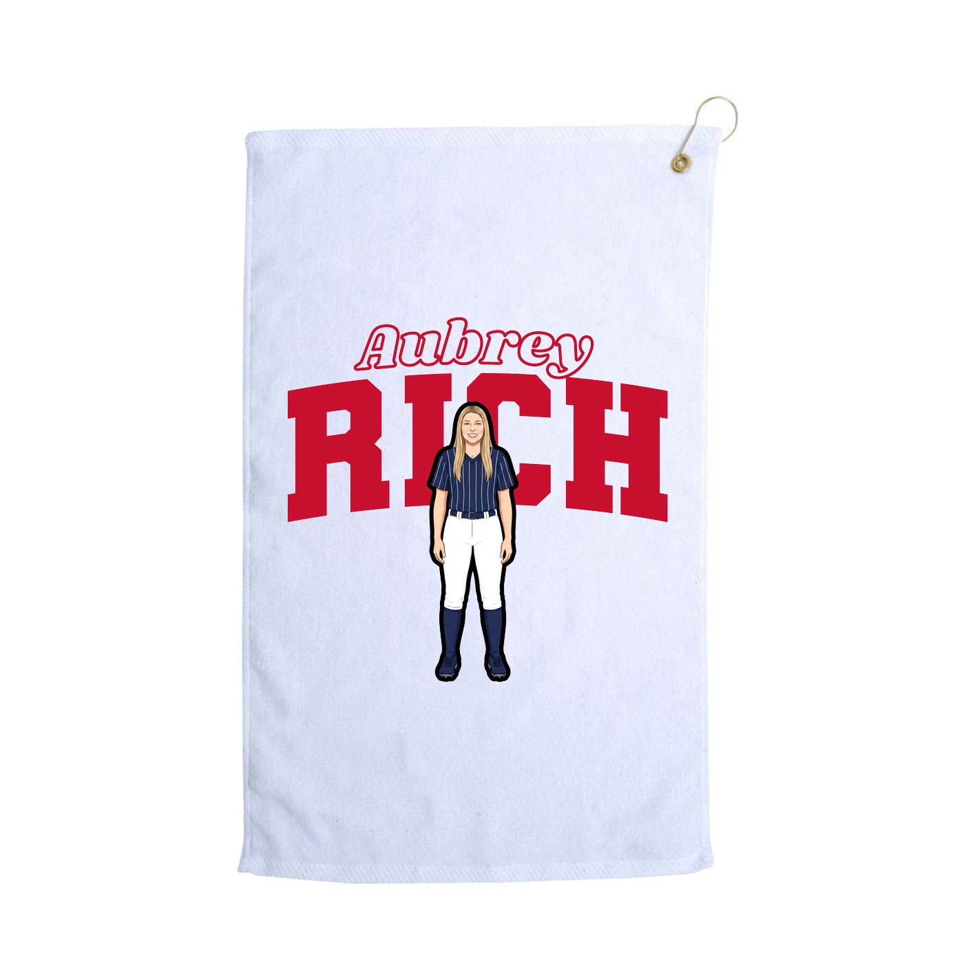 Golf Towel — Name Arch in White