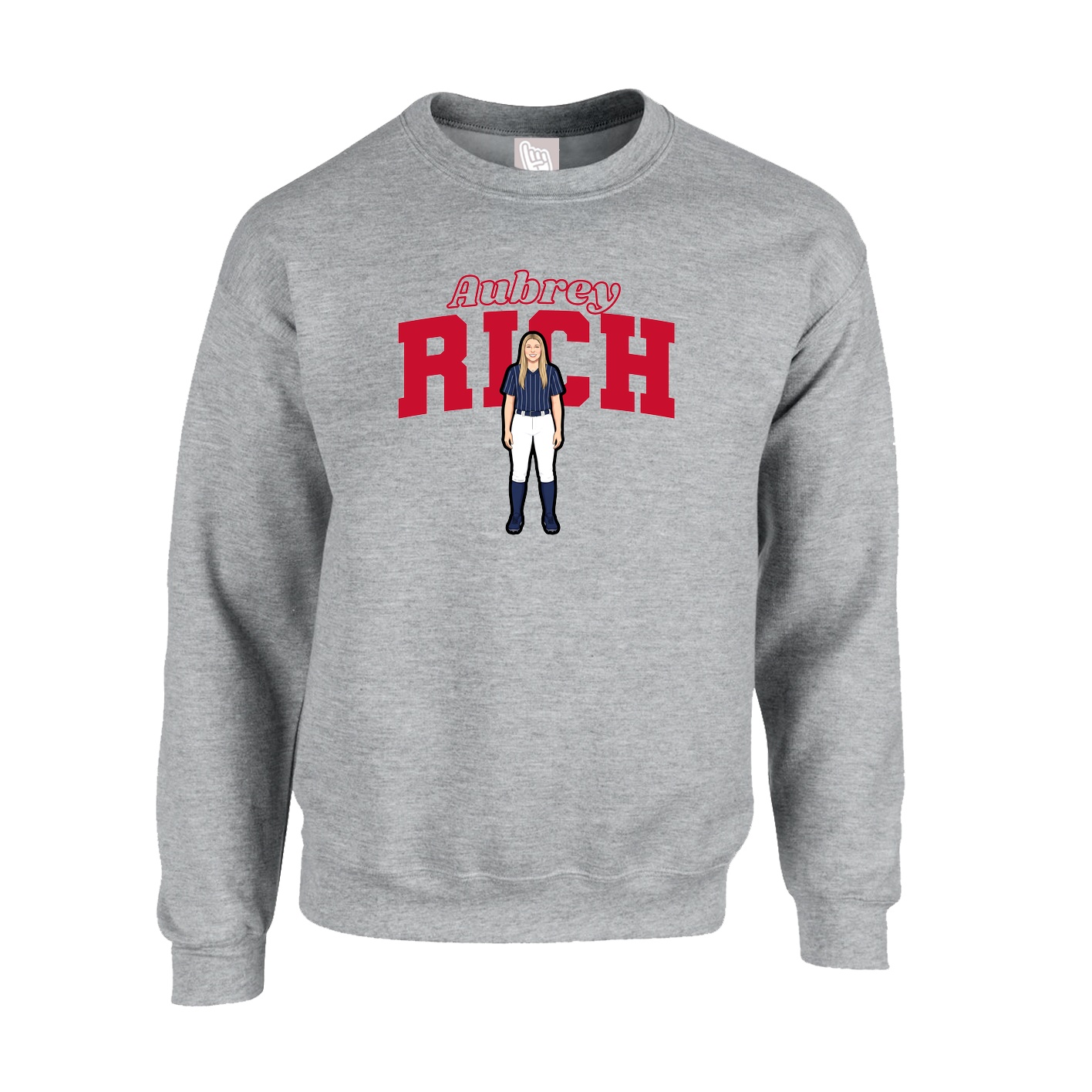 Fleece Crew — Name Arch in Grey