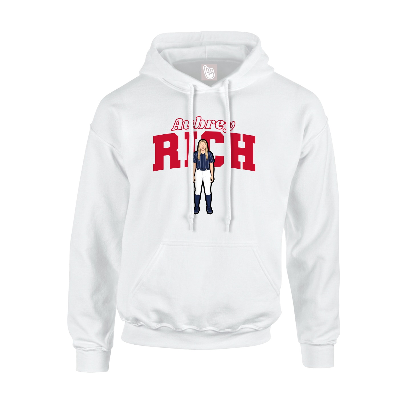 Youth Hoodie — Name Arch in White