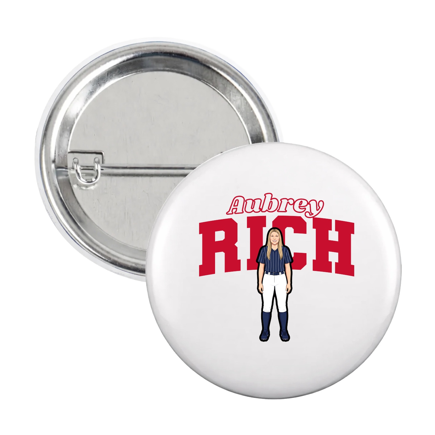 Game Day Button — Name Arch in White