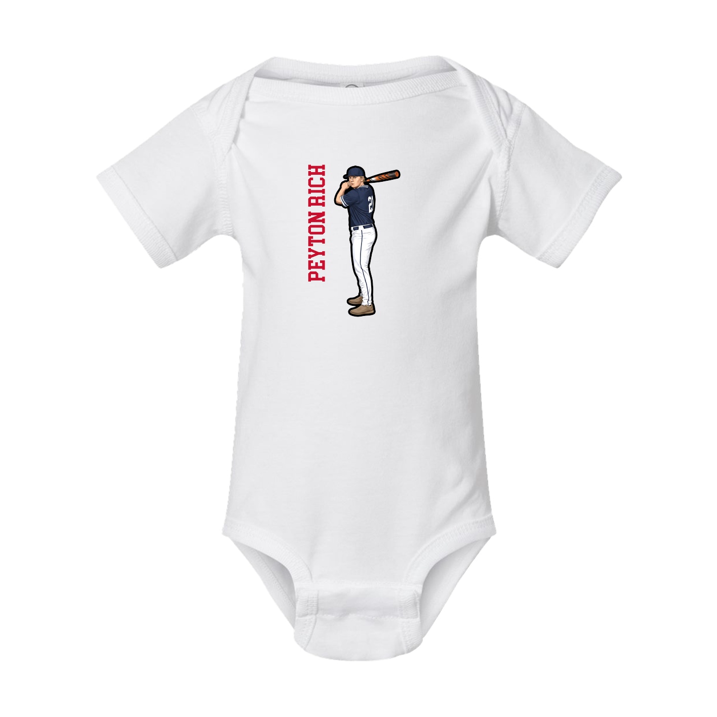 Baby Onesie — Name Vertical in White
