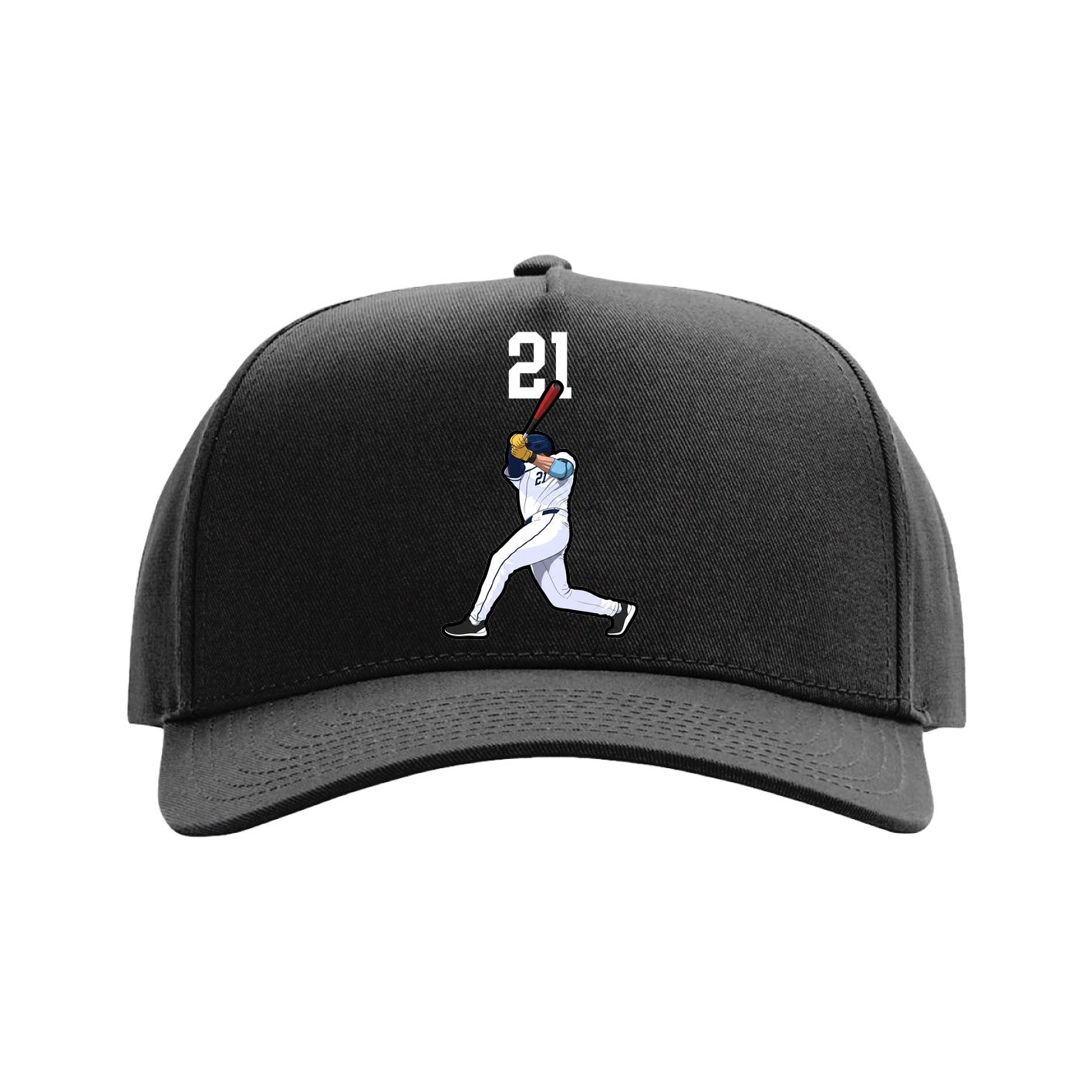 Full Fabric Five-Panel Champ Cap — Number Top in Black