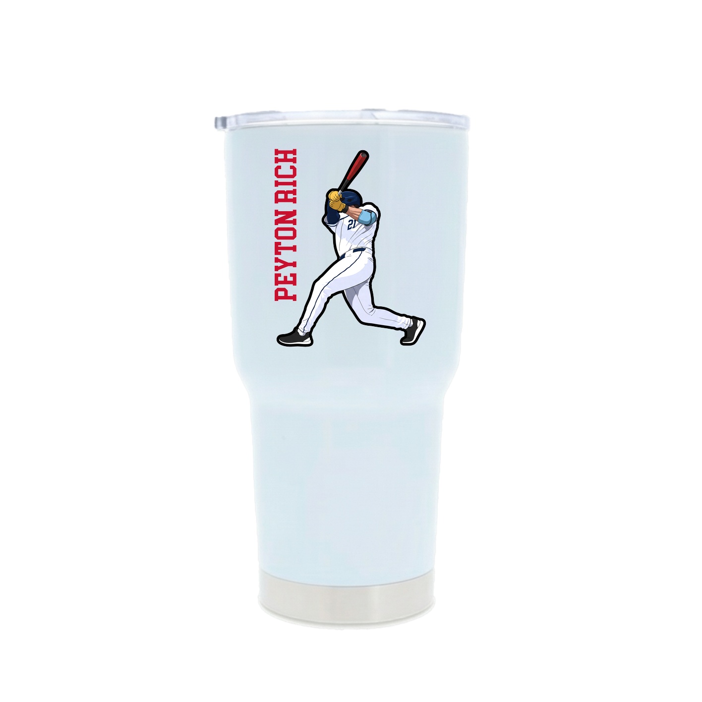 30oz Stainless Steel Tumbler — Name Vertical in White