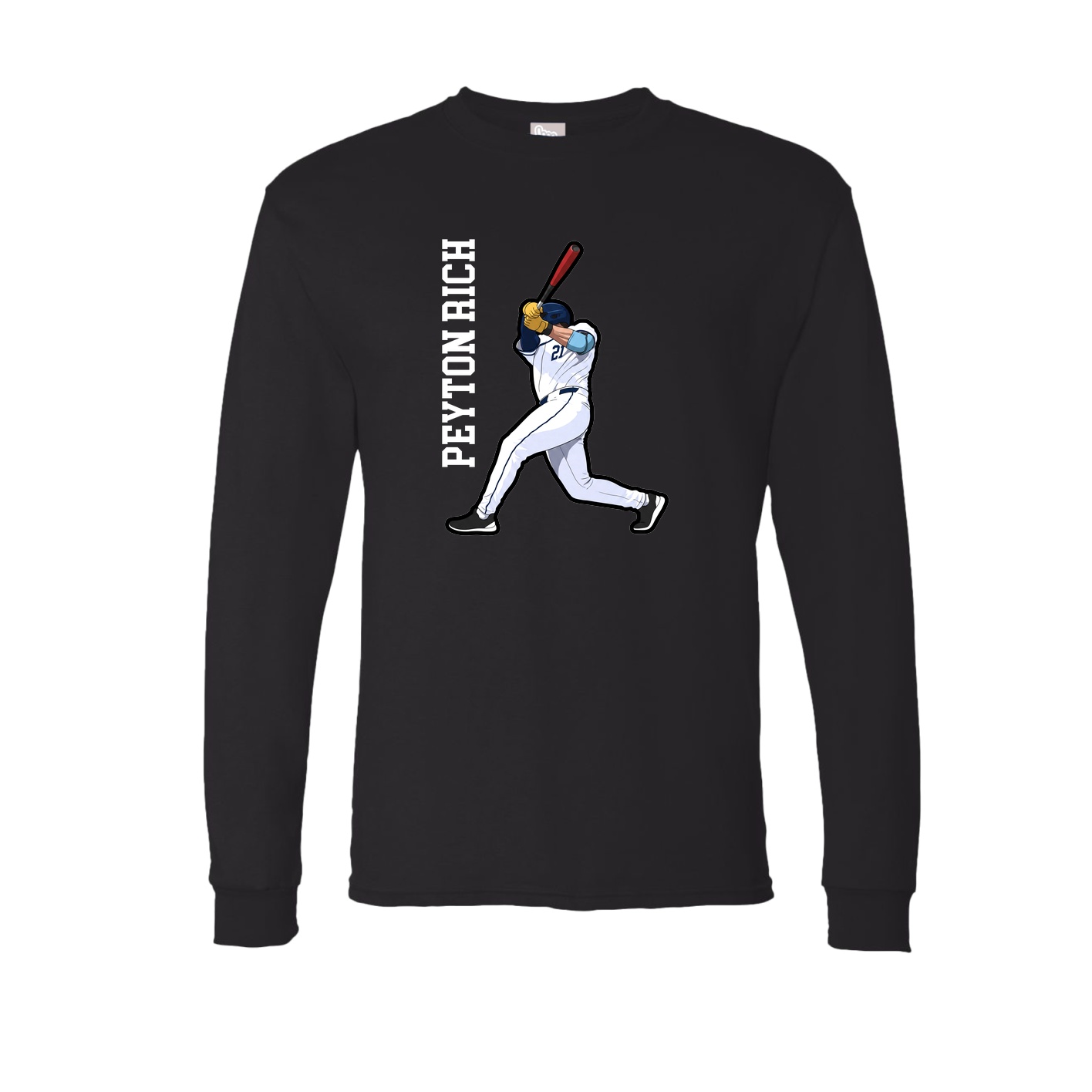 Long Sleeve Tee — Name Vertical in Black