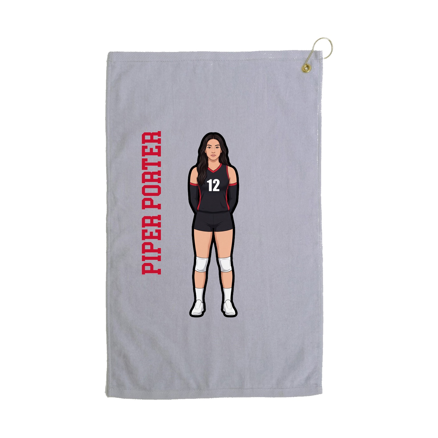 Golf Towel — Name Vertical in Grey
