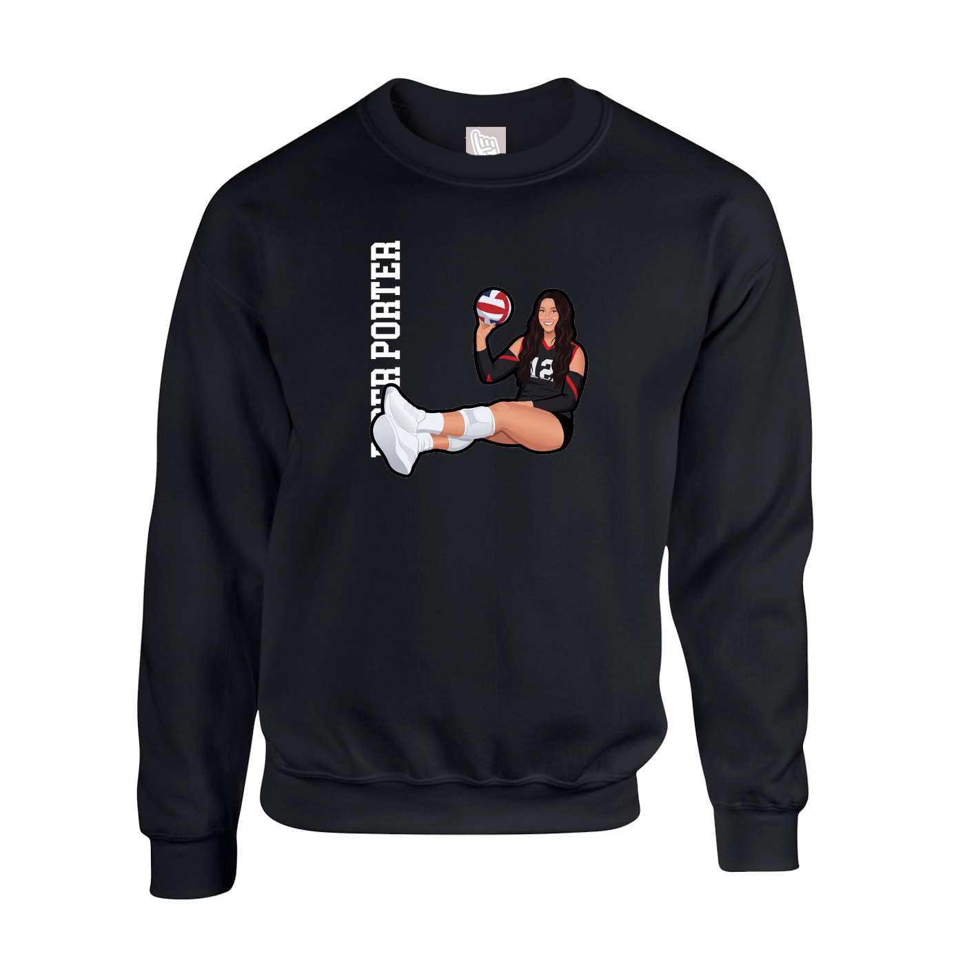 Fleece Crew — Name Vertical in Black